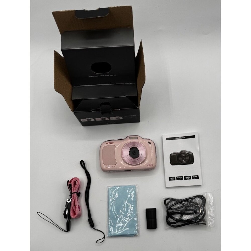 NBD K200 Digital Camera Ultra HD 4K 64MP 16X Compact Point And Shoot Camera Pink